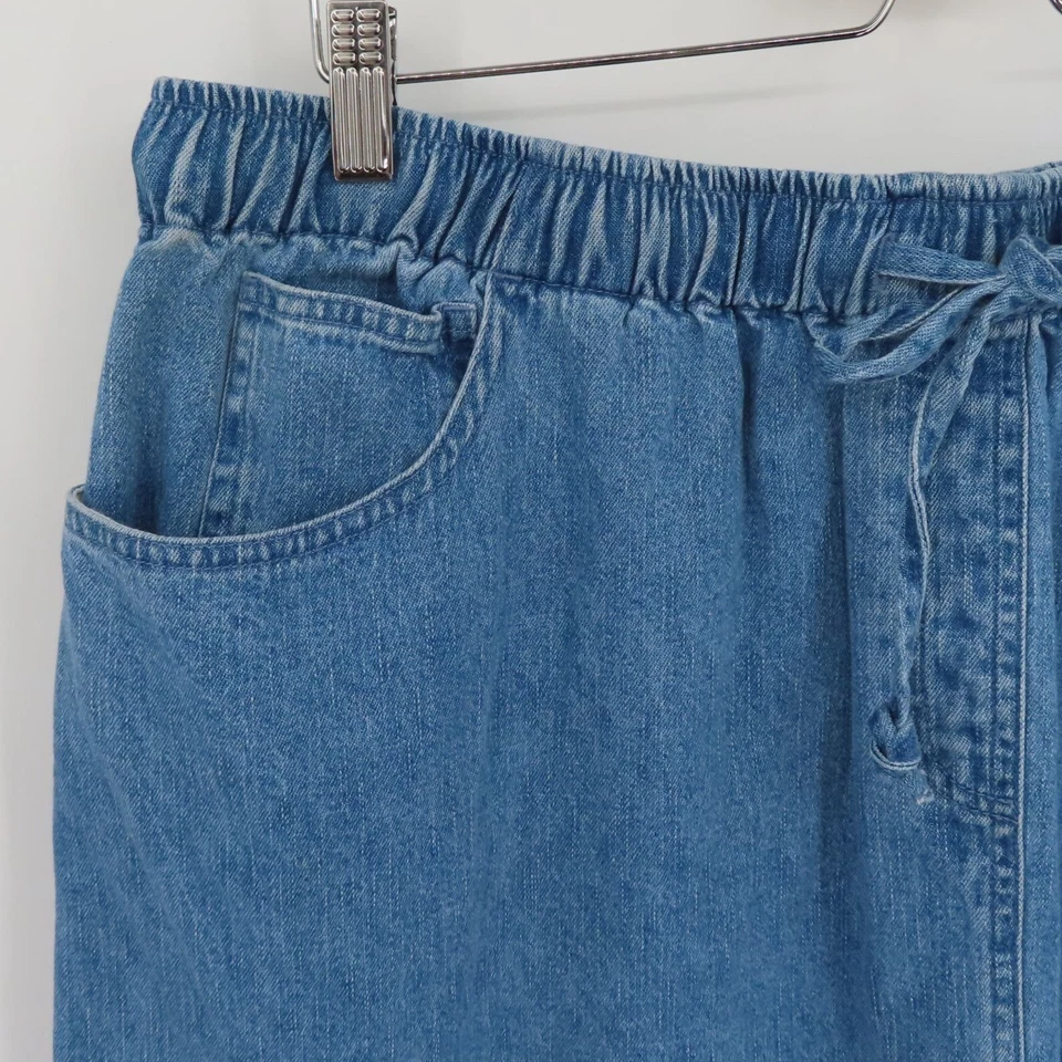 Quacker Factory 女式大码 2X 刺绣鸟屋蓝色牛仔牛仔裙 — 第 3/4 张图片