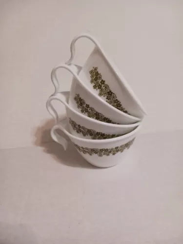 Set of 4 Vintage Corelle Corning Coffee Cups Mugs Spring Blossom Crazy Daisy 