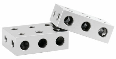 Precision 1-2-3 Blocks (2-Piece Set) – Hardened Steel, 11 Holes, For Machining & Setup Work