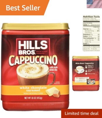 16 Oz White Chocolate Caramel Cappuccino Mix - Just Add Water for Decadent Taste