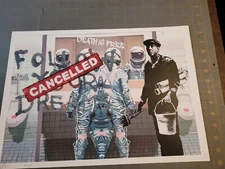 Death NYC  19x13 Signed Graffiti Pop Artist Rare. Bansky Astronauts Canceled. 