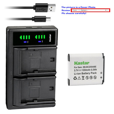 Kastar Battery LTD2 USB Charger for Samsung EB-BC200 & Samsung Gear 360 SM-C200