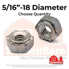 5/16"-18 6 Prong Long Pilot Hex Weld Nuts (Pick Quantity)