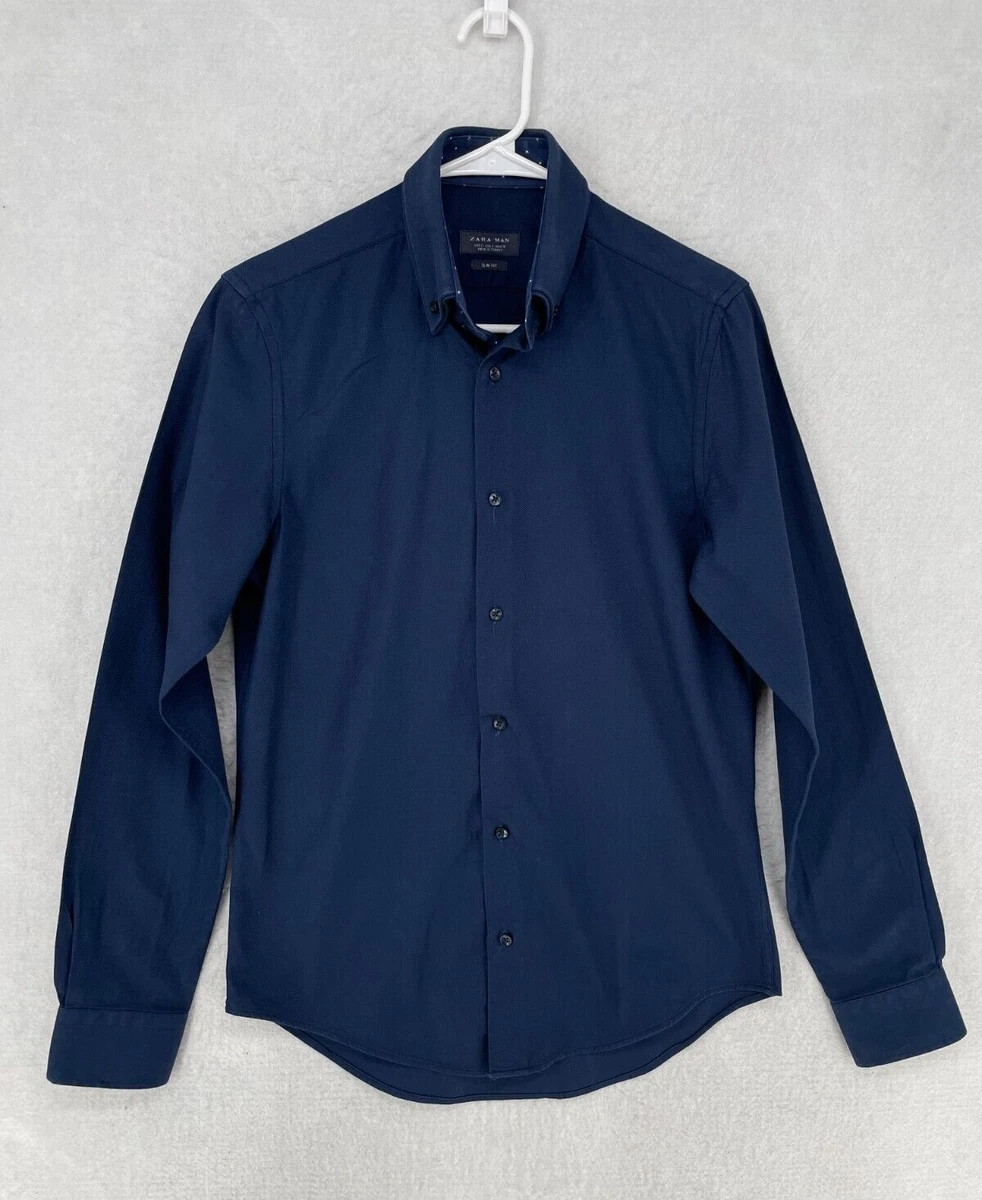Navy blue button clearance down shirt men