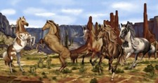 Studio E - Wild Wild West - Western Quilting and Crafting Fabric Panel w/ horses