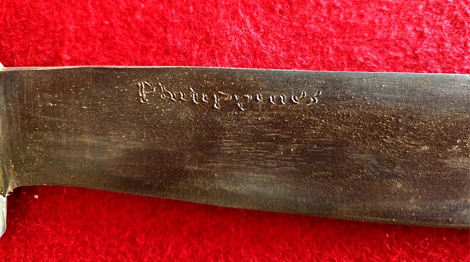 Antique Philippine Scorpion Tip Bowie WWll w/ Original Sheath - Image 2 of 4