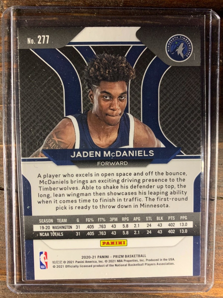 Jaden McDaniels Rookie Basketball Card #277 Panini Prizm
