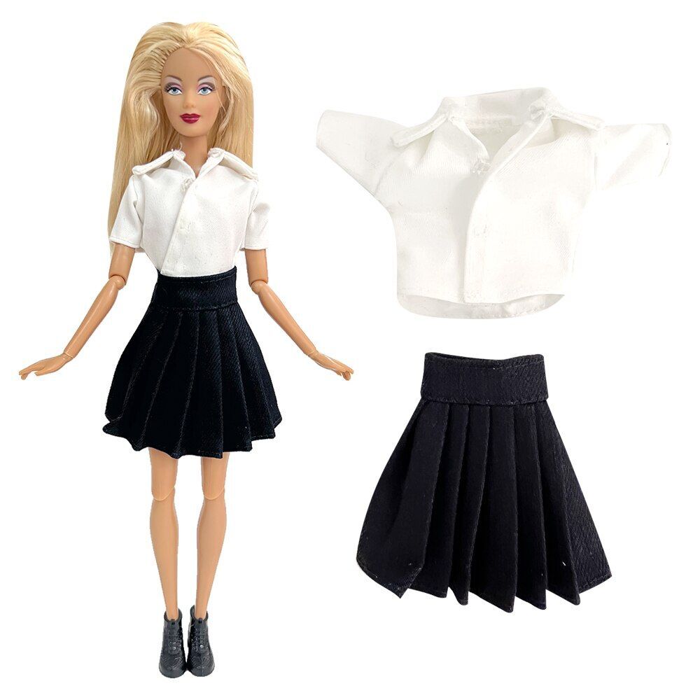 Doll Dress White Shirt Black Skirt Office Lady Outfit For Barbie 1/6 11.5  Gift