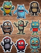 Funny Cartoon Monster Die Cut Vinyl Stickers Set Notebook Laptop Waterbottle