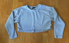 Forever 21 Crop Top Womens Size S Mock Neck Gray Heather Long Sleeve