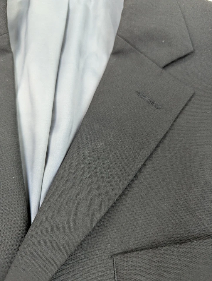 Oscar De La Renta Suit Mens 42R 34x29 Black Wool 2 Piece Jacket Pants Vintage - Image 3 of 4