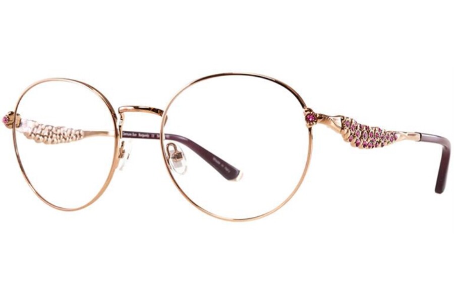 Круглая оправа для очков Judith Leiber Couture Demure Sun из розового золота 54-19-145 RX