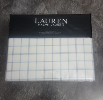 Lauren Ralph Lauren Flannel Millerton Plaid Twin Sheet Set Piece Blue New 