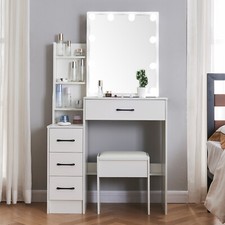 Makeup Vanity Desk Set with LED Lighted and 4 Drawers Dressing Table for Bedroom