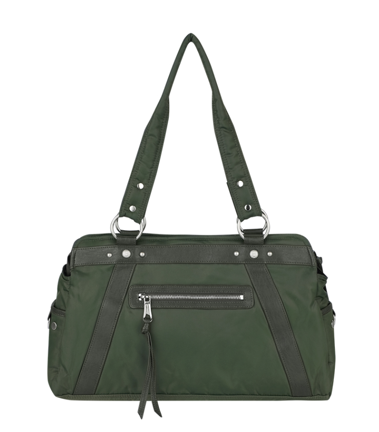ショルダーバッグ・ポシェット ^IUGAMAKARAS^ Taped Shoulder Bag Khaki IUG23B05KK IUGAMAKARASIUGA] IUGA Studded Nylon Shoulder Bag (Khaki