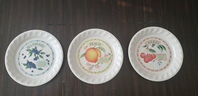 The Golden Pie Collection LOT OF 3 Blueberry Peach Cherry Pan Plate Himark EUC