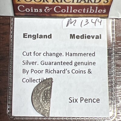Colonial Era England (1551+) Hammered Sixpence. Cut For Change. M1347