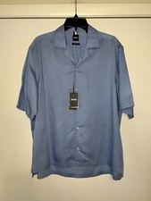 Image of $128 BOSS Lars Regular Fit Short Sleeve Button-Up Shirt Camp Collar - Size M