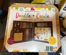 Art 101 Budding Artist Doodle & Create Colorable Multifunc. Wood Art Set 33pcs