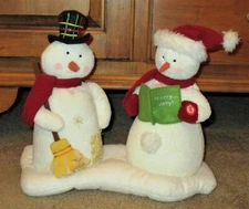 VTG 2003 XMAS HALLMARK JINGLE PALS CAROLING SNOWMEN DUO PLUSH SOUND MOTION EUC
