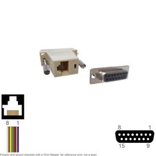 Adapter Modular Loose Pin RJ 45 RJ45 8P8C Female Jack D-Sub DB 15 DB15 Female R0