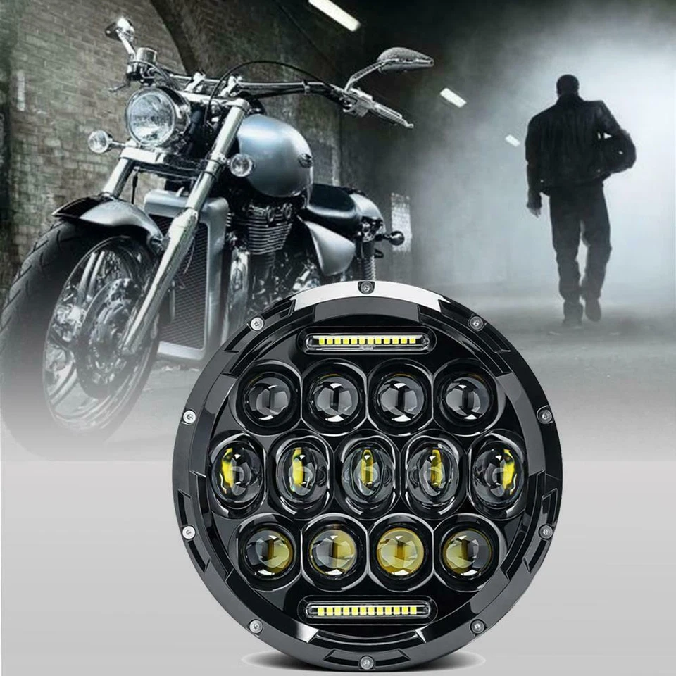 Universal 7 Inch Motorcycle Motorbike Black Headlight LED Front Light Headlamp - Image 2 of 4