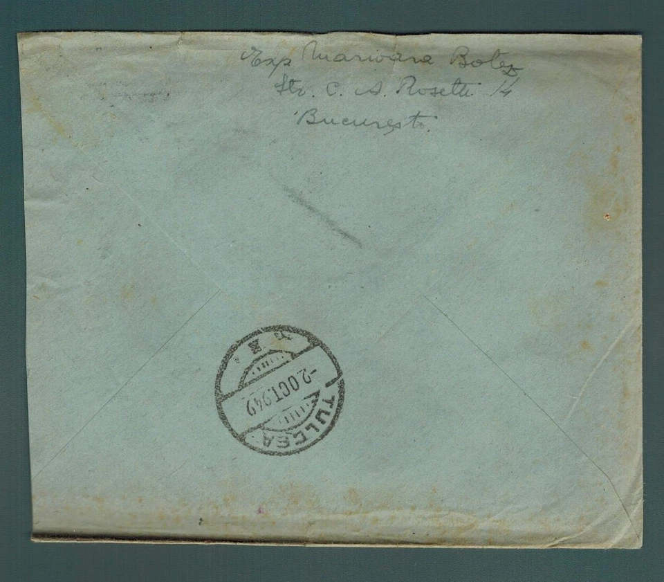 Cover Romania 1949 Sc.  707 Anniv. of Universal Postal Union (UPU) Registered  C Foto 2 de 2