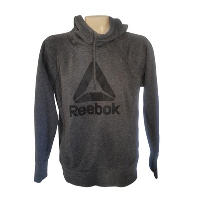 Reebok Gray Hoodie Sweatshirt Logo Graphic Pullover Long Sleeve Men's M athletic