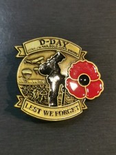 D-DAY LEST WE FORGET Poppy Juno Omaha Beach Churchill Pin Badge Neu Hochwertig