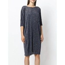 NWT DIESEL Shift Dress Women's XS Blue Metallic Knit Oversized Made In Italy