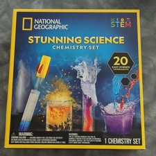 National Geographic Stunning Science Chemistry Set STEM, 20 Experiments Age 8
