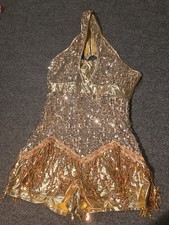 Women Shiny Sequin Leotard Fringe Tassel Latin Jazz Tango Ballroom Dance Costume