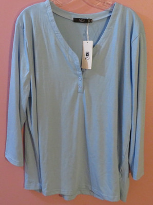 NWT VDJ Womens light blue top 4 buttons size 2XL