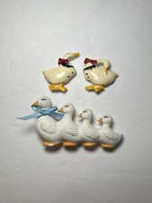 Lot Of 3 Goose Fridge Magnets Ceramic Vintage