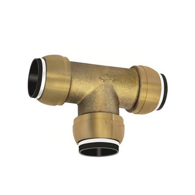 Riegler TVMN35 T-Connection, Brass, »sharkbite«, for Pipe Exterior Ø35mm, 117084