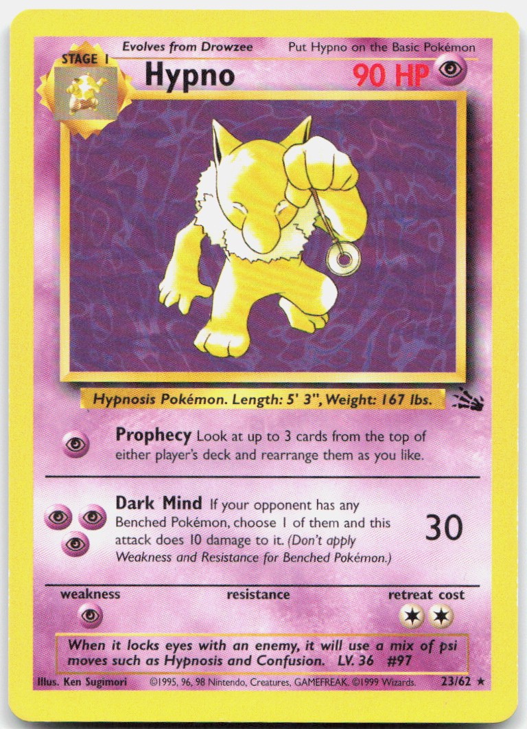 Pokemon TCG Hypno (23) Fossil Rare 23/62 Unlimited