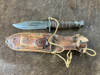 1960s Era USAF Camillus Pilot Survival Knife with Scabbard & Sharpening Stone