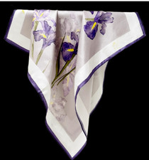 100 Silk 34" Square Scarf Women neckerchief Shawl Wrap floral purple beige HD24