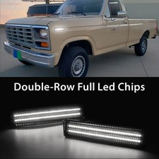 2x Front Side White Led Marker Lights For 1980-1986 Ford Bronco F150 F250 F350