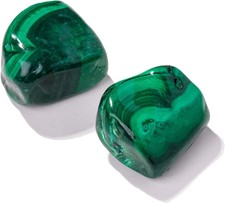 Apengshi Malachite Tumbled Stone 2pcs Polished Stone Natural Crystal and Healing