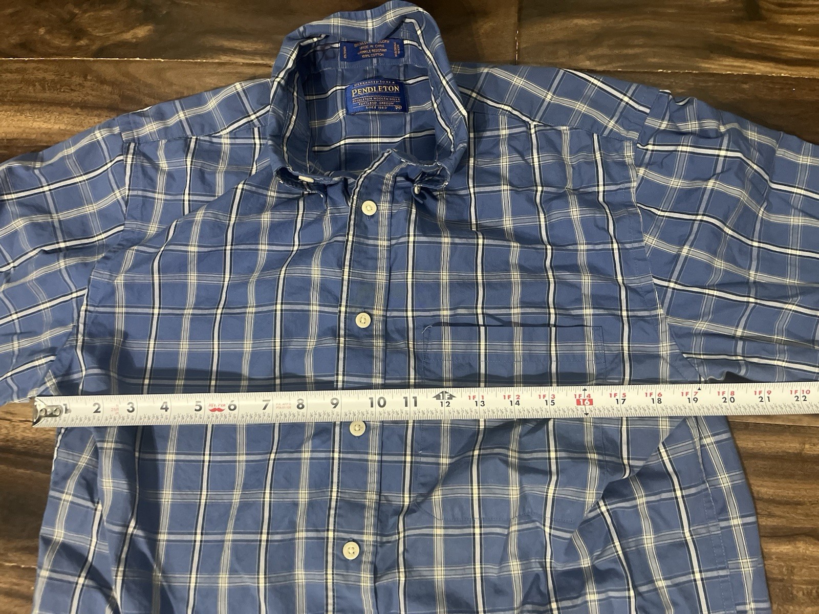 Pendleton Mens Medium Plaid Button Down Shirt Blu… - image 4