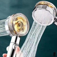 360 Rotating Twin Turbo Propeller Shower Head HighPressure Water Saving Handheld