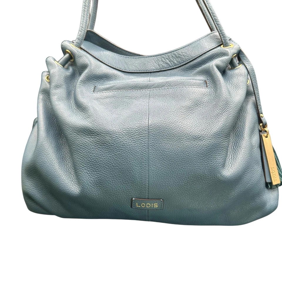 Bolso de hombro de cuero azul Lodis Hobo holgado Foto 4 de 4