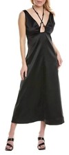 Ganni Double Satin Halter Neck Black Dress 40 ( 34" Bust) Rrp £345 #AA630