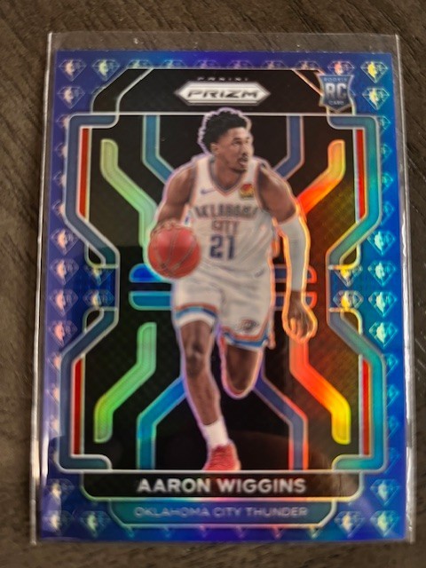 2021-22 Prizm NBA 75th Anniversary Blue Diamond Aaron Wiggins # 286 RC !