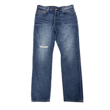 Levi Strauss Co Mens Distressed Fade Blue Denim Jeans Straight Leg W32