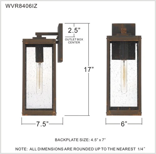 Quoizel WVR8406 Westover 17" Tall Outdoor Wall Sconce - Bronze - Picture 4 of 12