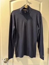 SmartWool 100% Merino Wool Layer Shirt Outdoors 1/4 Zip Navy Men’s Medium NWOT