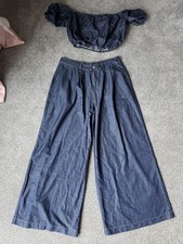 Dazy Size 14 Denim Off The Shoulder Top With Trouser Co Ord