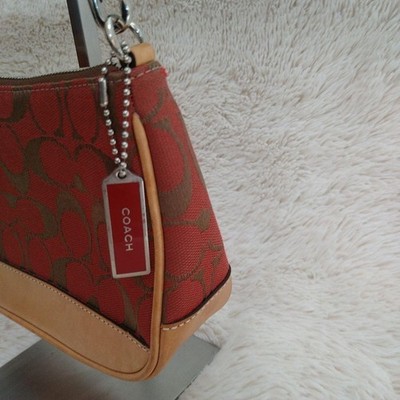 Coach 6094 Red Signature Canvas Leather Shoulder Hand Demi Mini